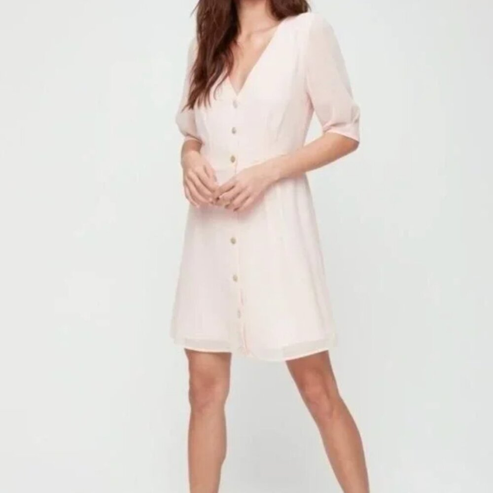 Aritzia Wilfred Button-Front Dress in Rose Quartz